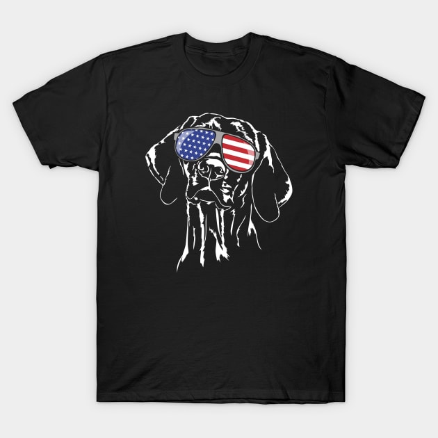 Proud Hungarian Vizsla American Flag sunglasses patriotic dog T-Shirt by wilsigns